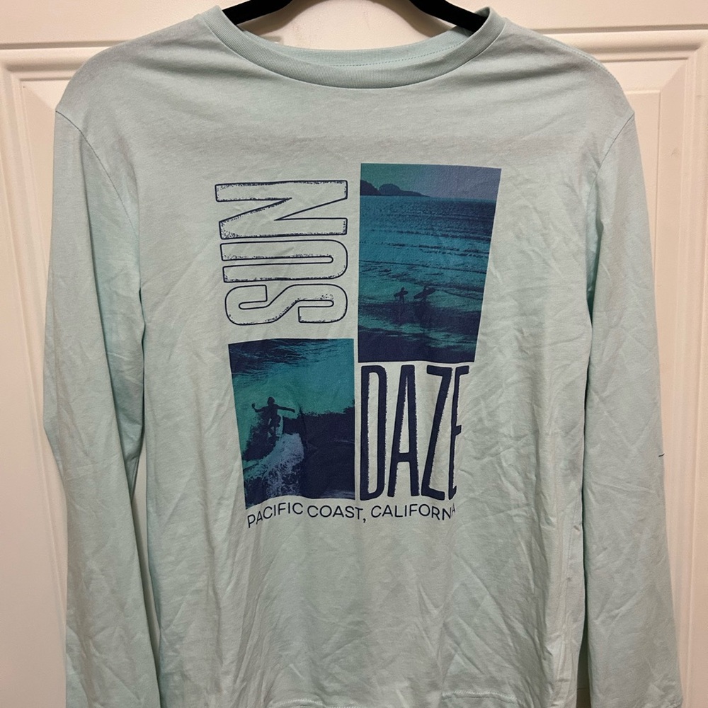 Blue Long Sleeve Tee Casual Comfort
